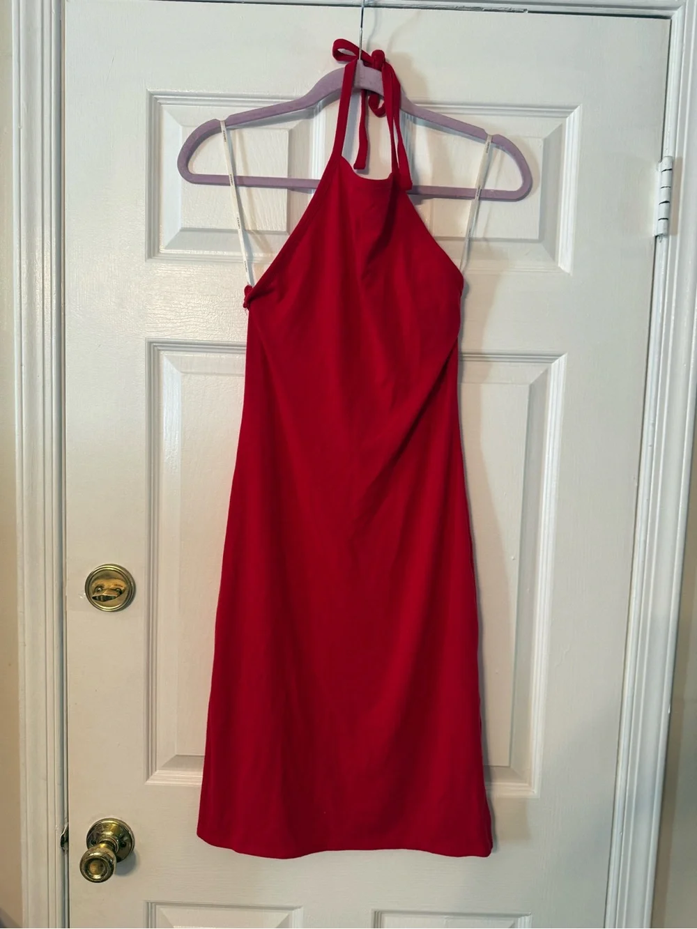 red halter dress forever 21 Backless Draped Mesh Mock Neck, Jana Flocked Maxi Dress in Red, Size XS, For Daytime Wedding Guest